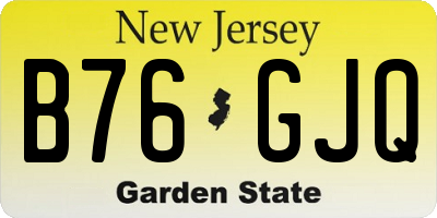 NJ license plate B76GJQ