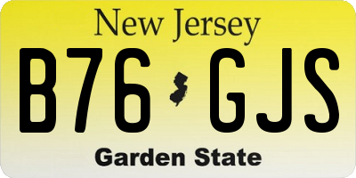 NJ license plate B76GJS