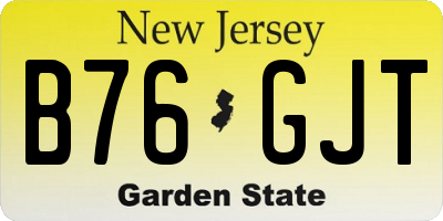 NJ license plate B76GJT
