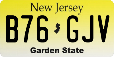 NJ license plate B76GJV
