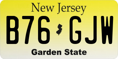 NJ license plate B76GJW