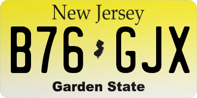 NJ license plate B76GJX