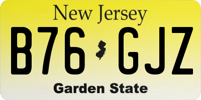 NJ license plate B76GJZ