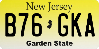 NJ license plate B76GKA
