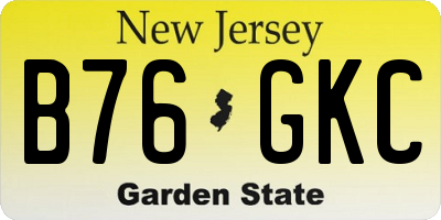 NJ license plate B76GKC