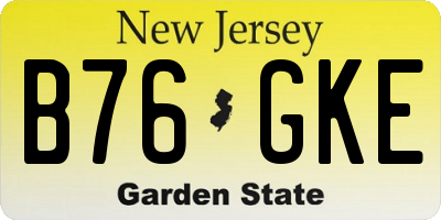 NJ license plate B76GKE