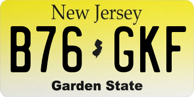 NJ license plate B76GKF
