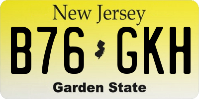 NJ license plate B76GKH