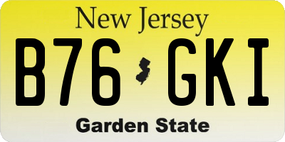 NJ license plate B76GKI