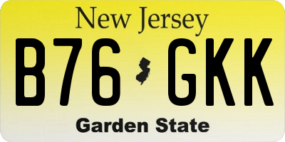 NJ license plate B76GKK