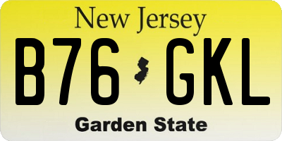 NJ license plate B76GKL