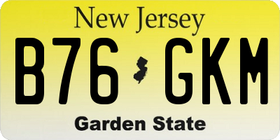 NJ license plate B76GKM