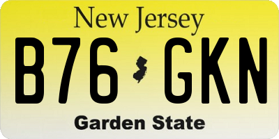 NJ license plate B76GKN