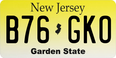 NJ license plate B76GKO