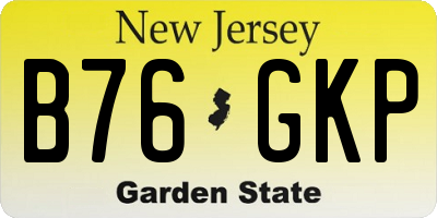NJ license plate B76GKP