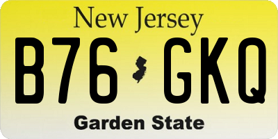 NJ license plate B76GKQ