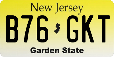 NJ license plate B76GKT