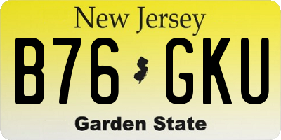 NJ license plate B76GKU