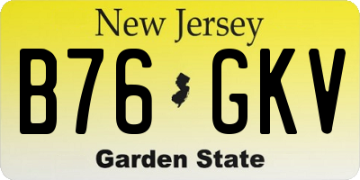 NJ license plate B76GKV
