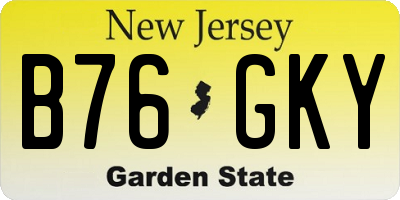 NJ license plate B76GKY
