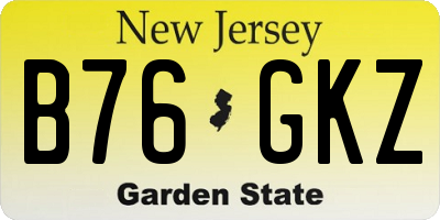 NJ license plate B76GKZ