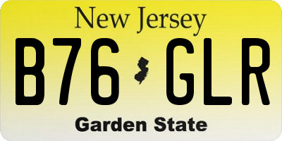 NJ license plate B76GLR