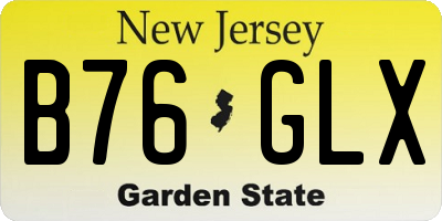 NJ license plate B76GLX