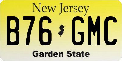 NJ license plate B76GMC