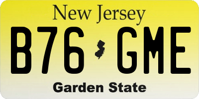 NJ license plate B76GME