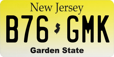 NJ license plate B76GMK