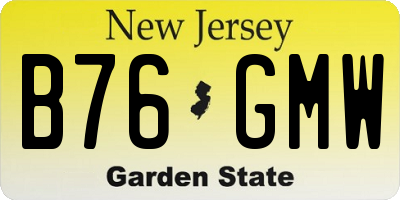 NJ license plate B76GMW