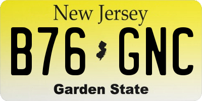 NJ license plate B76GNC