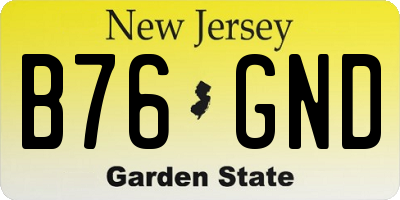 NJ license plate B76GND