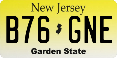 NJ license plate B76GNE