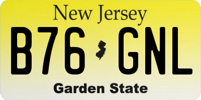 NJ license plate B76GNL