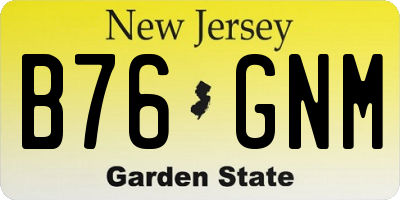 NJ license plate B76GNM