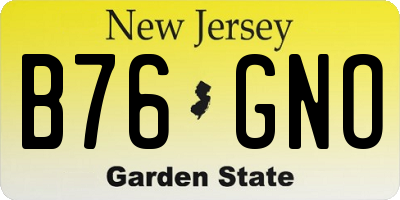NJ license plate B76GNO