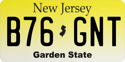 NJ license plate B76GNT