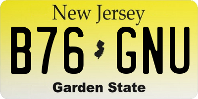 NJ license plate B76GNU