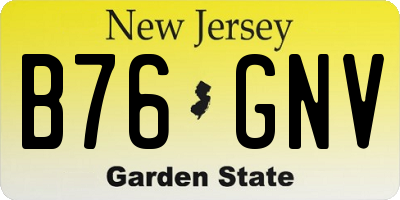 NJ license plate B76GNV