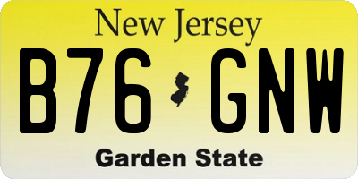 NJ license plate B76GNW