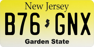 NJ license plate B76GNX