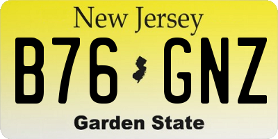 NJ license plate B76GNZ