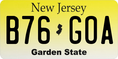 NJ license plate B76GOA