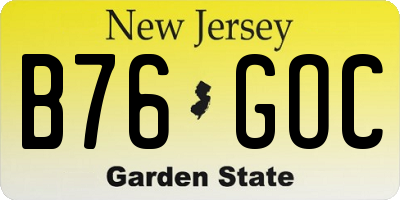 NJ license plate B76GOC