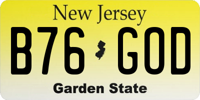 NJ license plate B76GOD