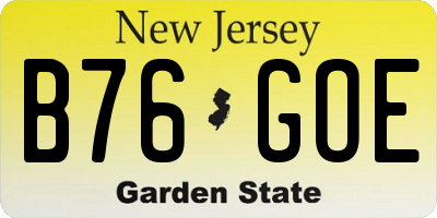 NJ license plate B76GOE
