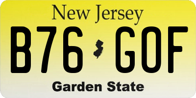 NJ license plate B76GOF