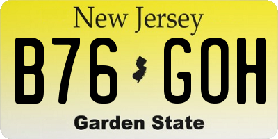 NJ license plate B76GOH
