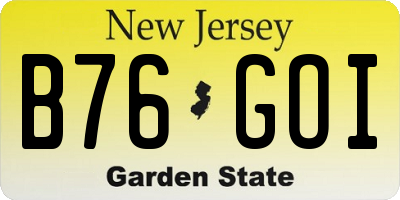 NJ license plate B76GOI